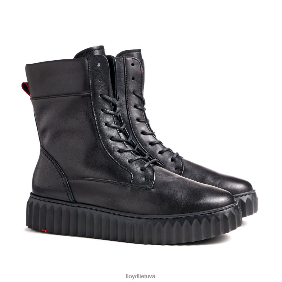 LLOYD Lengvo pado lygios odinės kulkšnies batai moterys avalynė juodas VF40PZ887