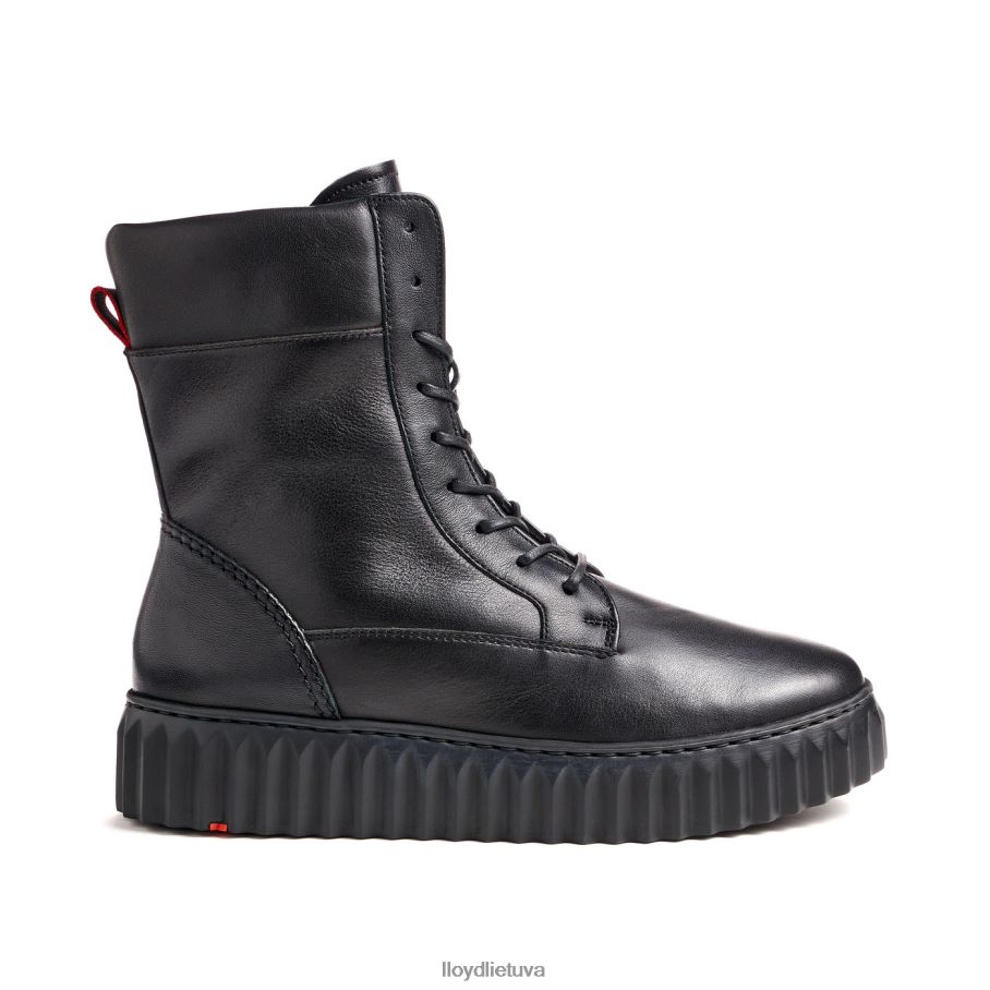 LLOYD Lengvo pado lygios odinės kulkšnies batai moterys avalynė juodas VF40PZ887