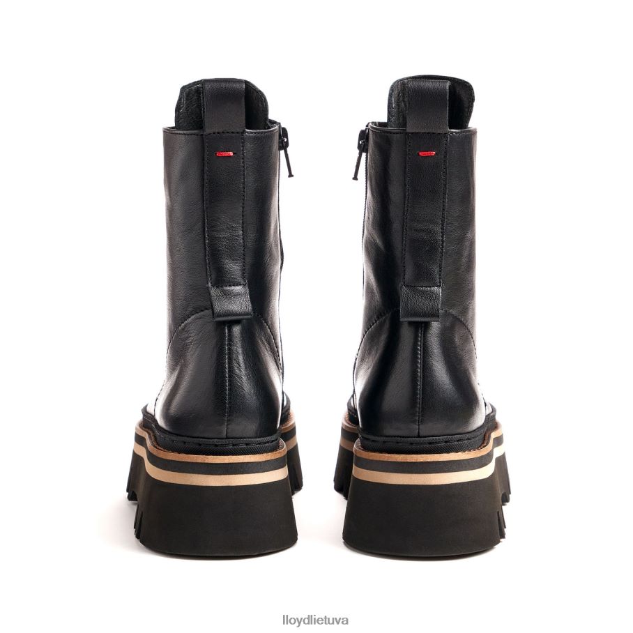 LLOYD Lengvo pado lygios odinės kulkšnies batai moterys avalynė juodas VF40PZ915