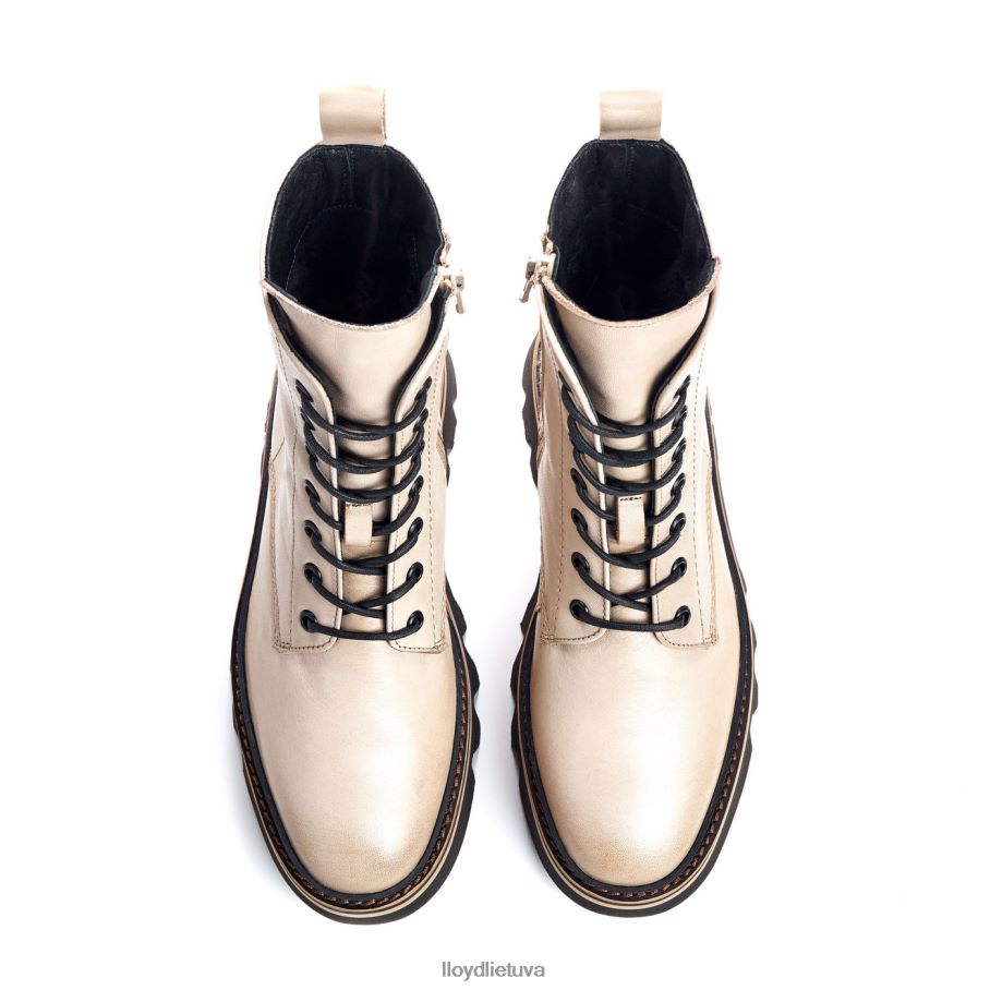 LLOYD Lengvo pado lygios odinės kulkšnies batai moterys avalynė smėlio spalvos VF40PZ916