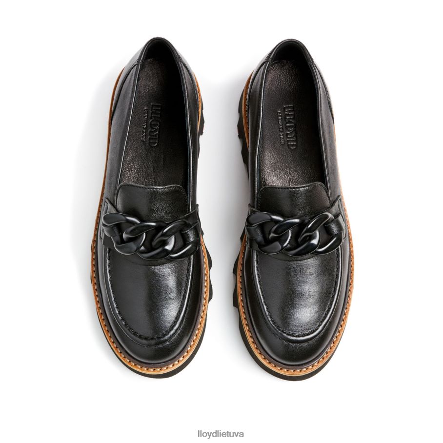 LLOYD glotnios odinės šlepetės moterys avalynė juodas VF40PZ1018