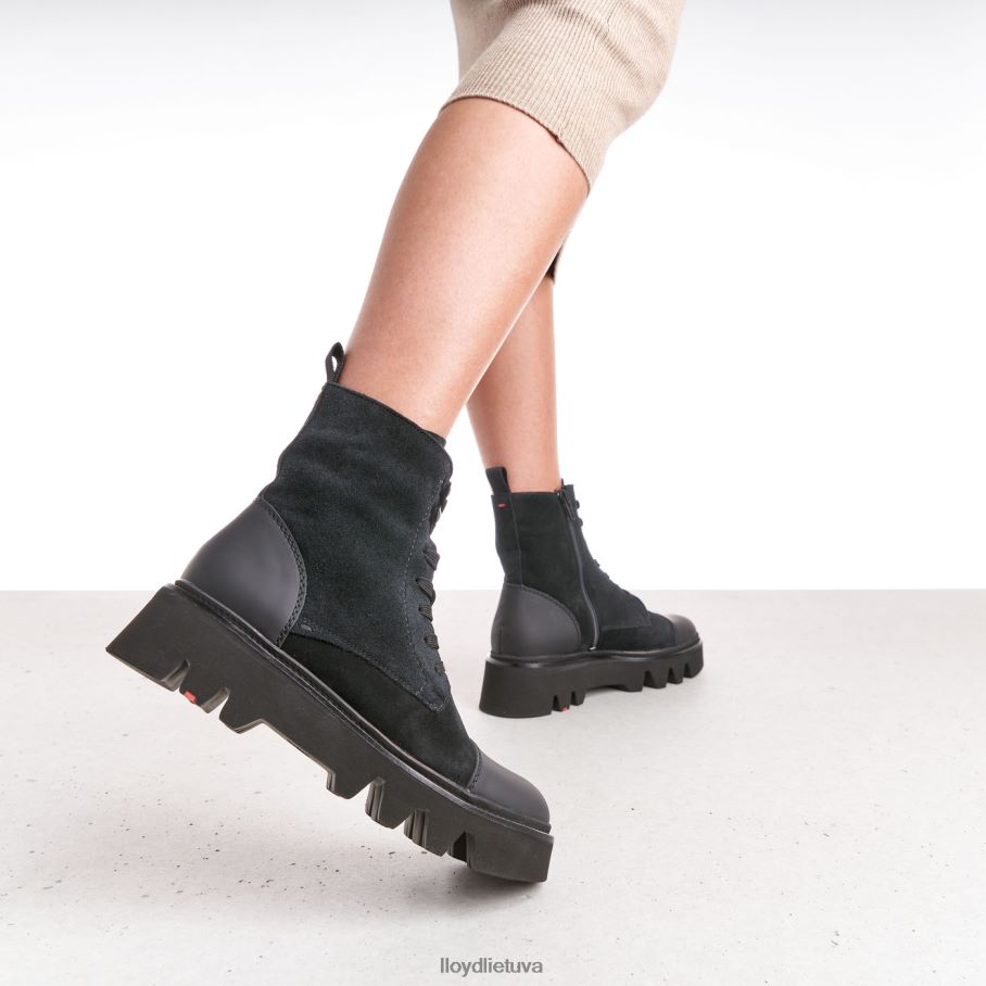 LLOYD lengvi odiniai kulkšnies batai moterys avalynė juodas VF40PZ947