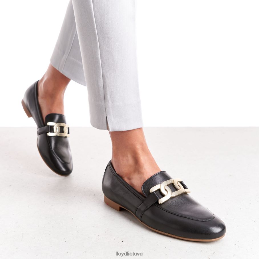 LLOYD lygios odinės šlepetės moterys avalynė juodas VF40PZ1039