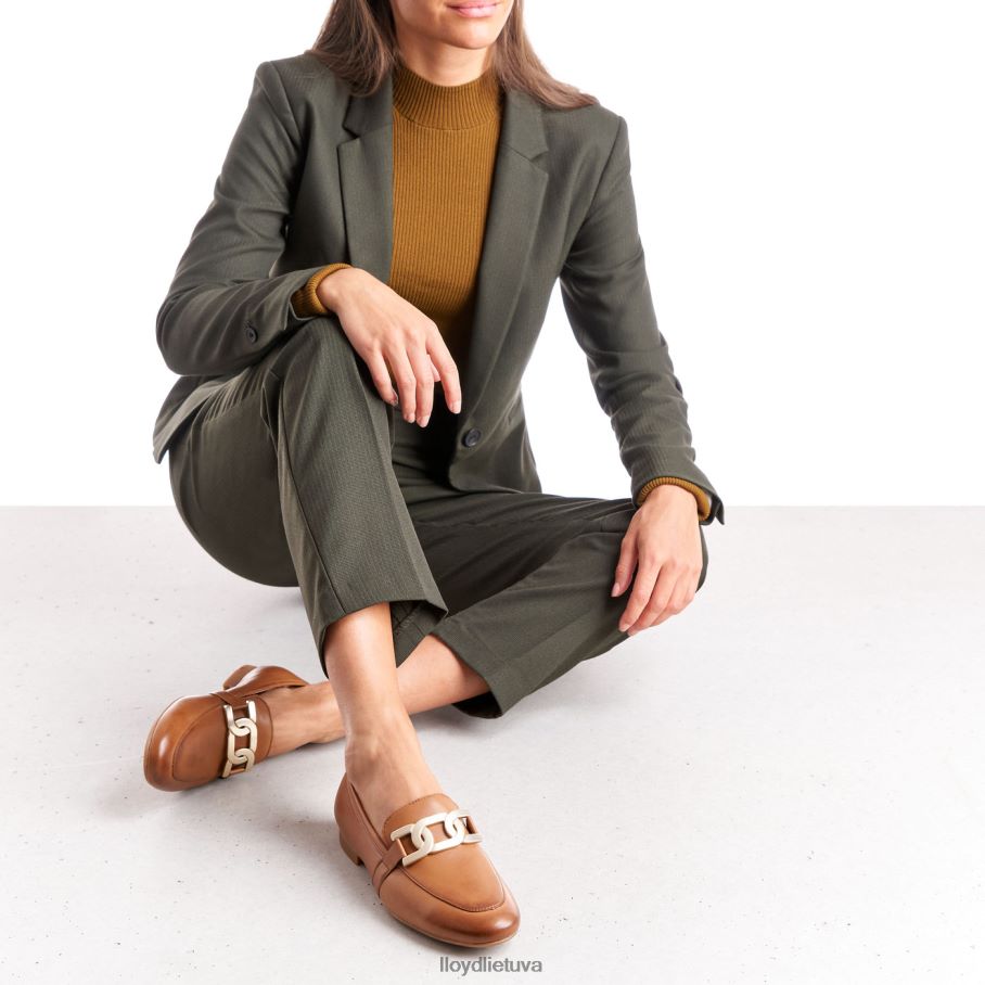 LLOYD lygios odinės šlepetės moterys avalynė rudas VF40PZ1040