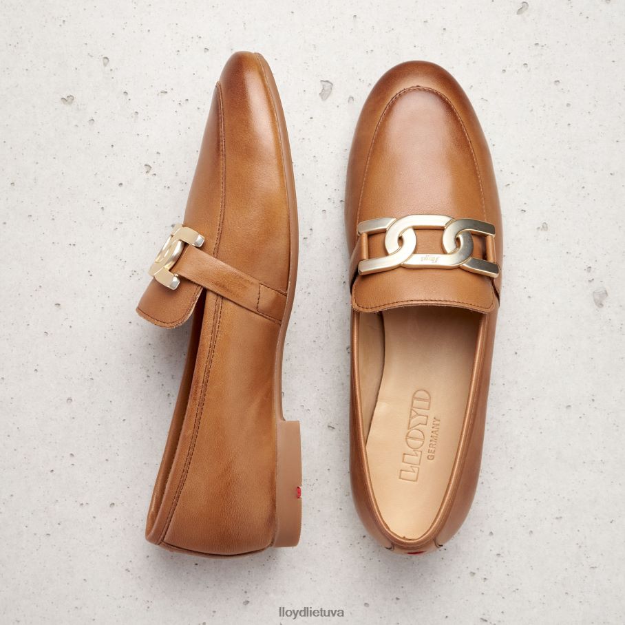 LLOYD lygios odinės šlepetės moterys avalynė rudas VF40PZ1040