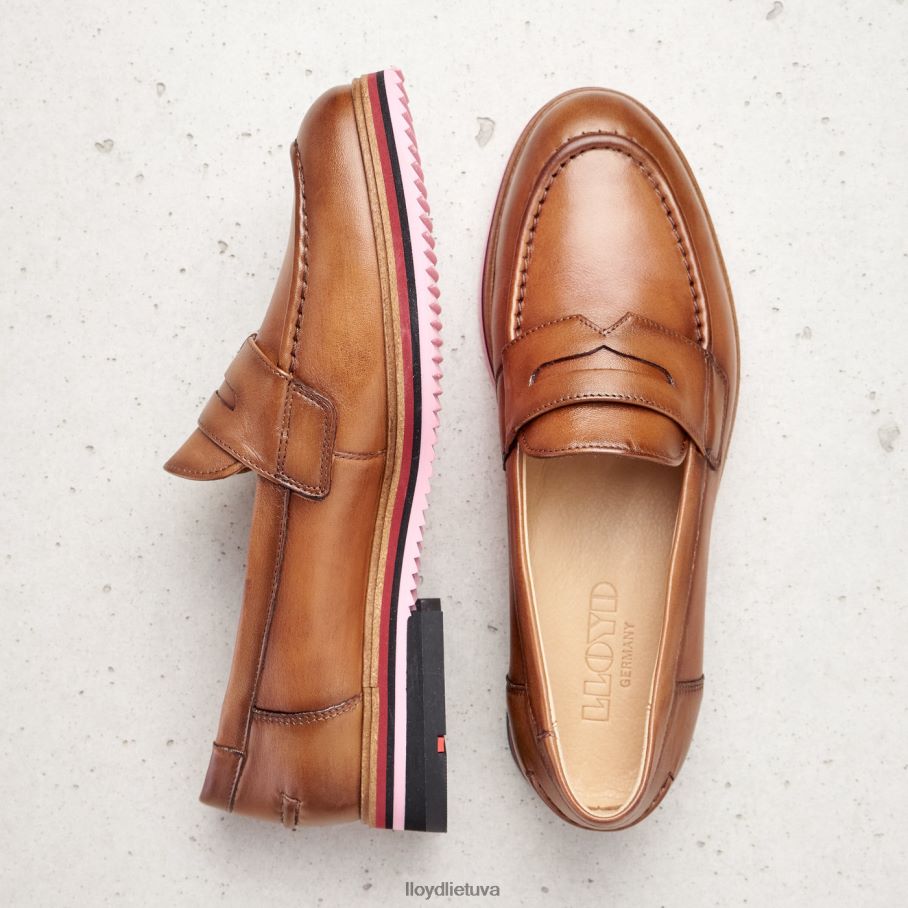 LLOYD lygios odinės šlepetės moterys avalynė rudas VF40PZ1045