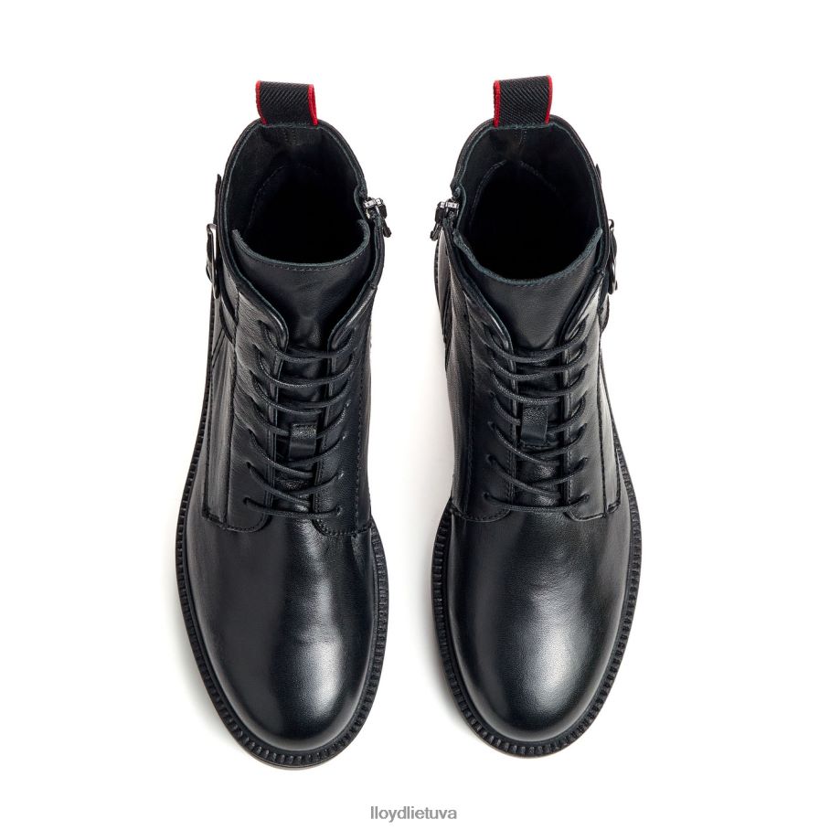 LLOYD madingi lygiai odiniai kulkšnies batai moterys avalynė juodas VF40PZ961