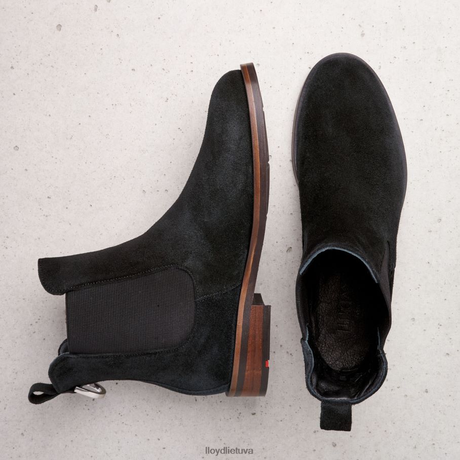 LLOYD šiurkščios odos užsegami kulkšnies batai moterys avalynė juodas VF40PZ975